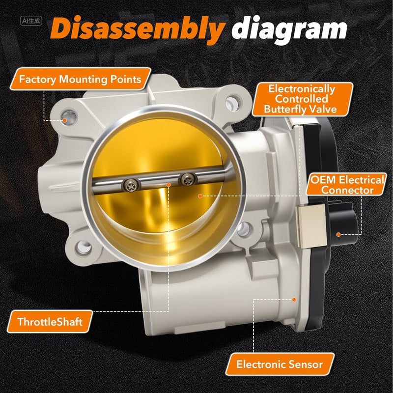 BasaltAuto Electronic Throttle Body 12631186 Compatible for 2008-2011 Chevy Chevrolet Equinox HHR Malibu GMC Terrain Pontiac G6 [2.4L L4] Engine Only - Image 2